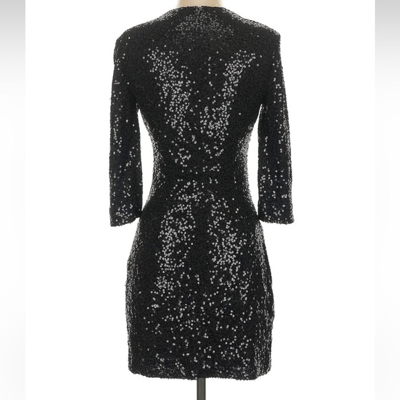 Vintage Cache Black Sequin Formal Dress Mock Neck Cocktail Holiday Y2K Size XS - Picture 4 of 6